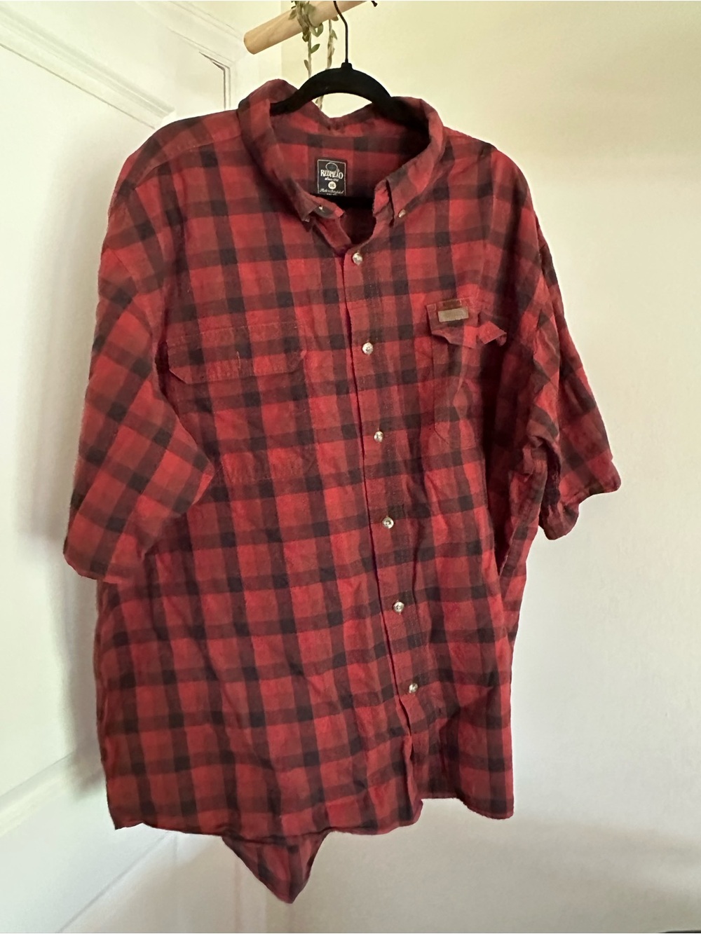 RedHead Red and Black Plaid Short-Sleeve Button-Down Shirt